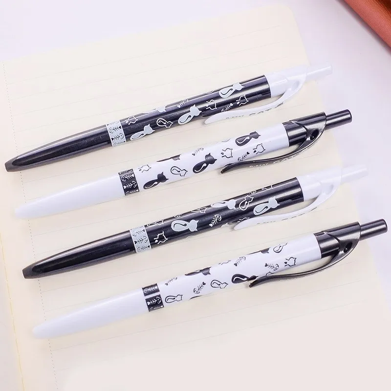 

4 Pcs Cute Black White Cat Ballpoint Pen ink Blue 0.5mm Stationery Pen For Kids Office School Supplies