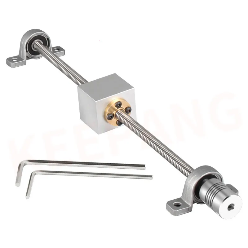 

FDR 3D Printer T8-400mm Lead Screw Vertical kit KP08 Shaft Coupling Thread 8mm Length 100 200 300 400 500 600 THSL Rods