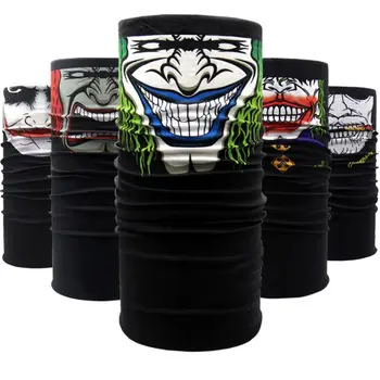 

24x49cm Unisex Motorcycle Headband Tube Turban Masquerade Halloween Ghost Joker Magic Bandana Neck Scarf Warmer Windproof Face S