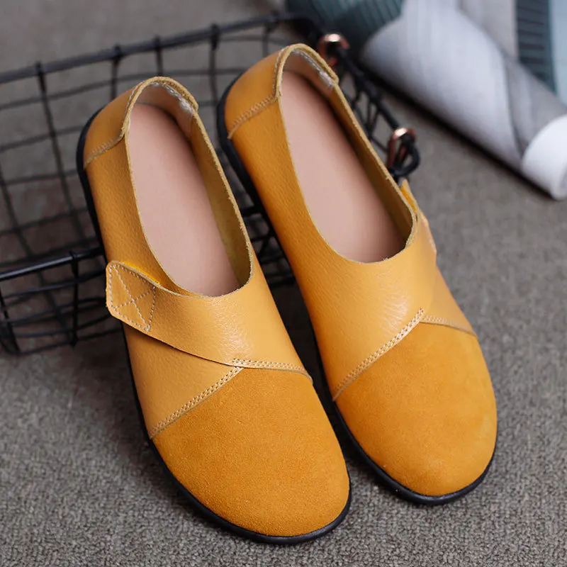 

2019 Genuine Leather shoes Solid Women Flats summer Loafers Ladies Casual Shoes comfy Ballerina Lace Up Moccasins 569