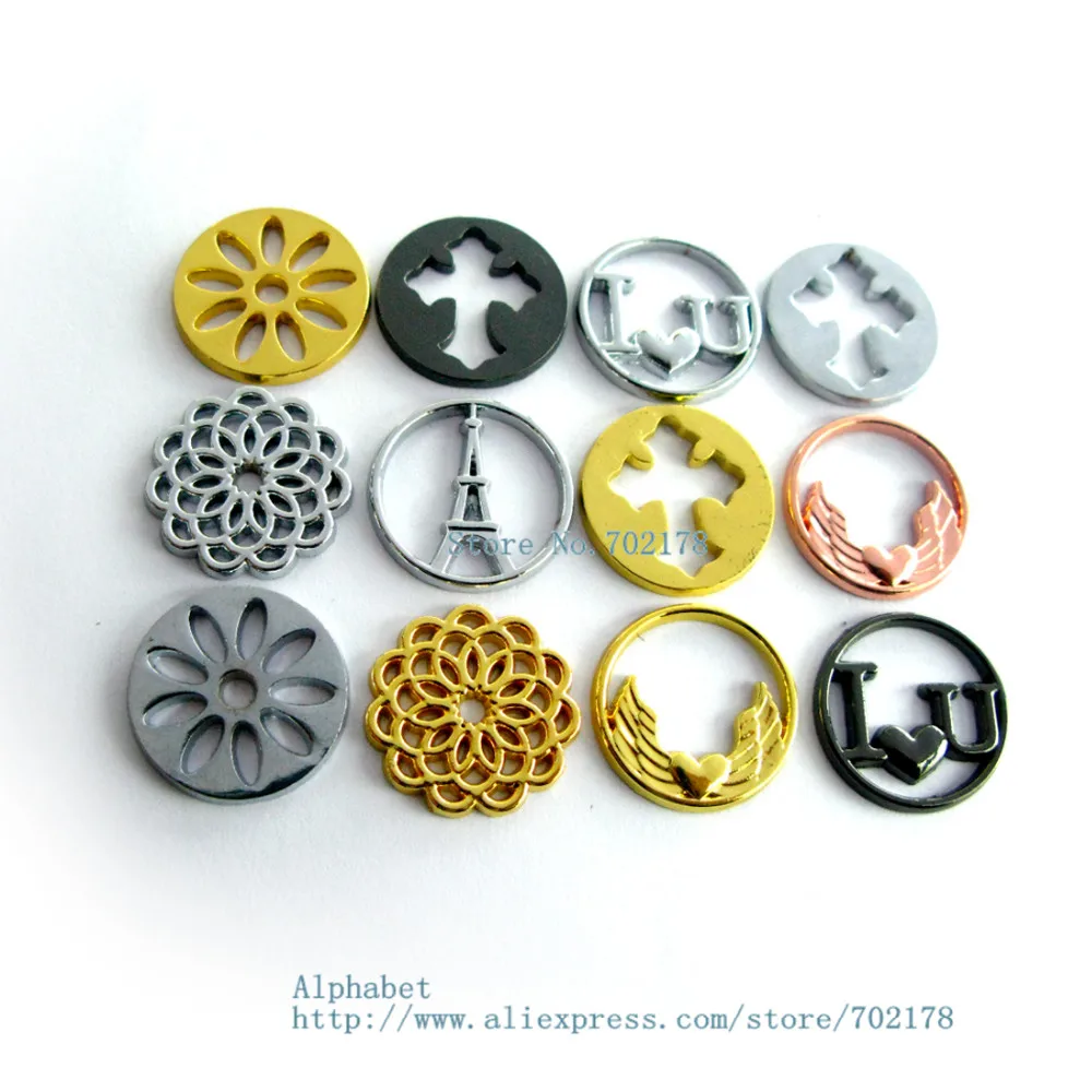 

wholesale 5pcs floating plates gold/rose gold/silver/black color 22mm fit 30mm Floating Locket as friend sister grandma gift