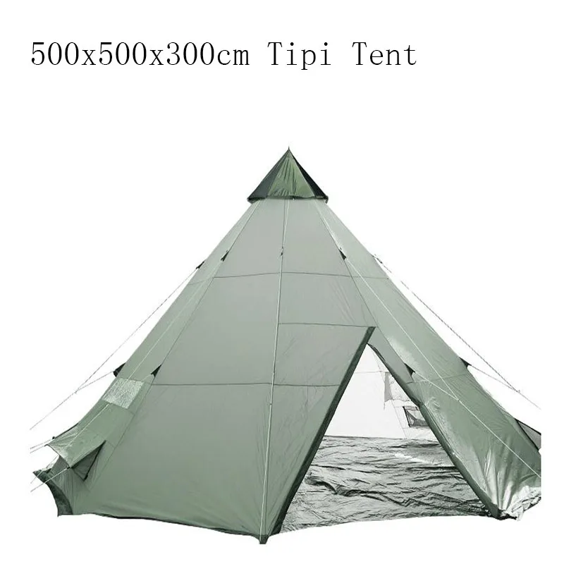 

GENTAMN Outdoor waterproof green tipi tent 500x500x300 camping family tent