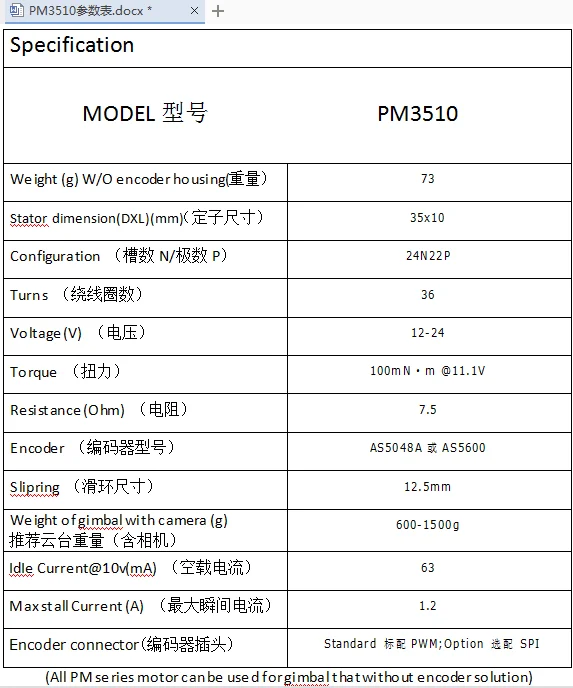 PM3510 PTZ бесщеточный двигатель с AS5048A кодер фотоэлектрический небольшой Pod PTZ Zoom двигатель PTZ