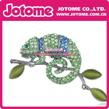 

fashion Peridot Green Blue Crystal Rhinestone Chameleon Lizard Brooch Pin