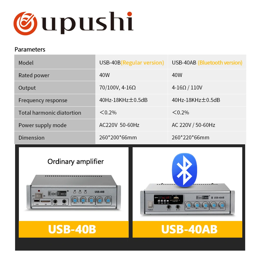 PA System USB-40AB+CE502 Mini Power Amplifier With