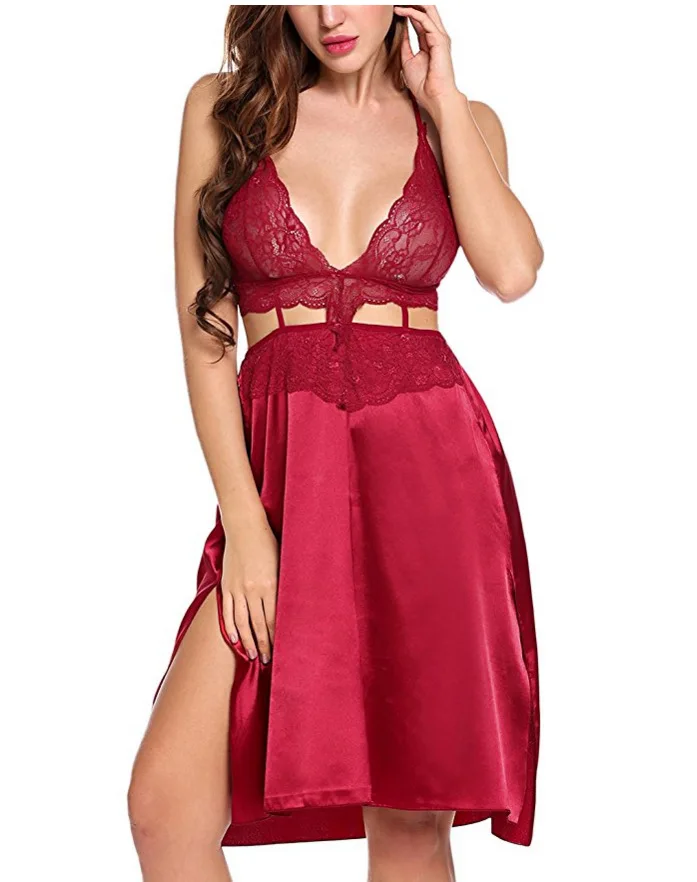 Satin Women Porn - US $14.5 |Women Erotic Porn Sexy Lingerie Satin Nightgown Lace Night Dress  Nightwear Nightdress Nightie Costume Red Green Blue Black Brown-in ...