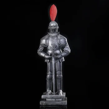 

Metal Medieval Armor Warrior Miniature Handmade Wrought Iron Sword Knight Statue Ornament Home Decor Craft Art Collection Model