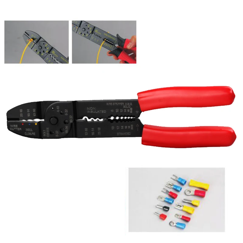 Многофункциональный ручная опрессовка зачистки Малый концевой обжим ключ 1,5-6mm2 прочный обжимной инструмент