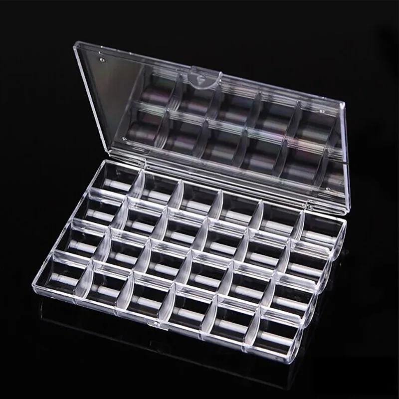 

24 Slots Clear Acrylic Storage Box Nail Art Rhinestone Tools Jewelry Display Holder Case Makeup Organizer Beads Container