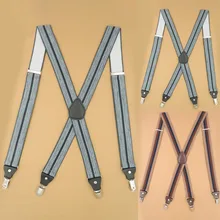 Мужские подтяжки X-Back 3,5 см широкие регулируемые твердые прямые подтяжки с зажимами 3,5