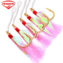 20 шт./лот рыболовные крючки с розовым пером 1/0-9/0# джиговые крючки золотые черные приманка на рыболовные крючки из нержавеющей стали Pesca
