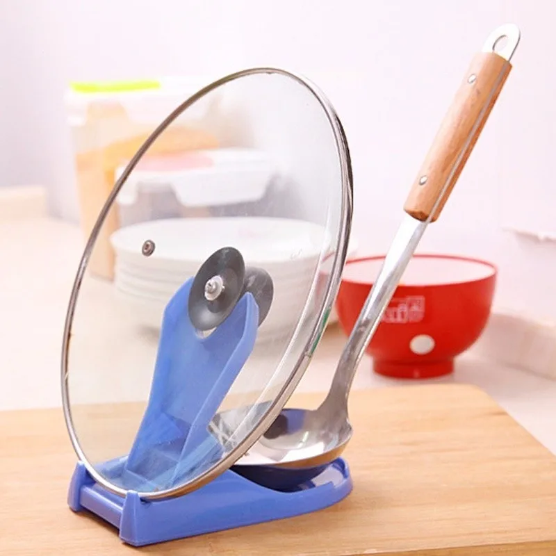 1pc Pot Lid Shelf Dispenser Pan Spoon Pot Holder Kitchen Storage Design Cooking Tool (4)