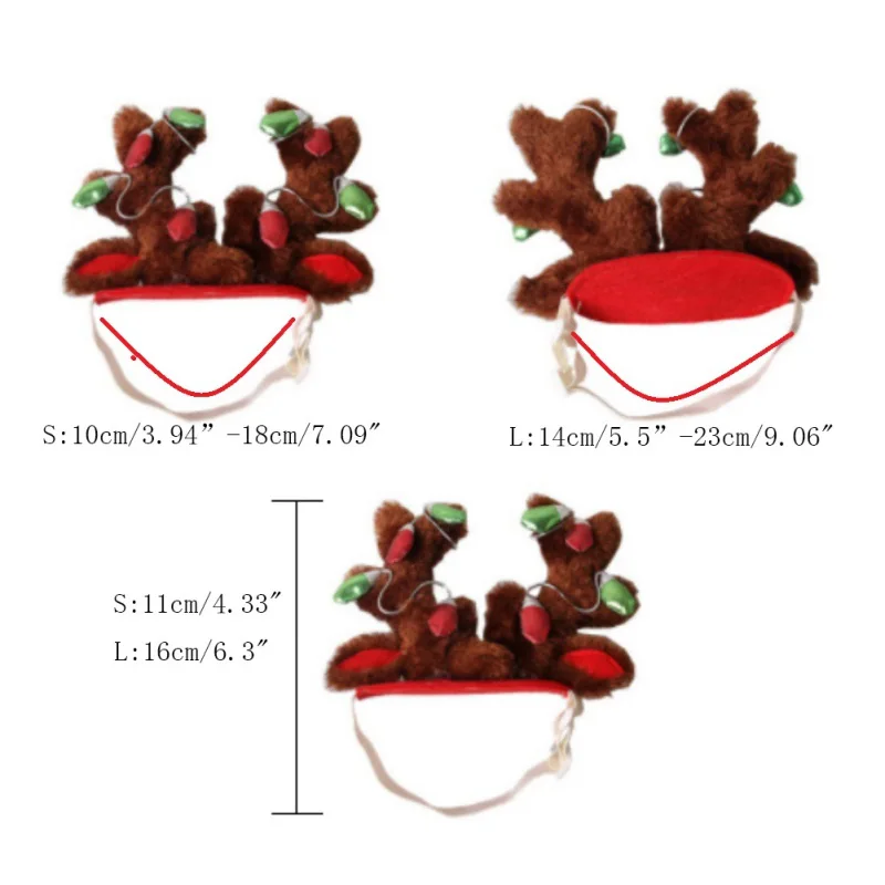 Регулируемая Блестящий пушистый Рога лося рога кошка-собака, щенок Рождество Кепки Pet Hat Косплэй партии декор подарочной