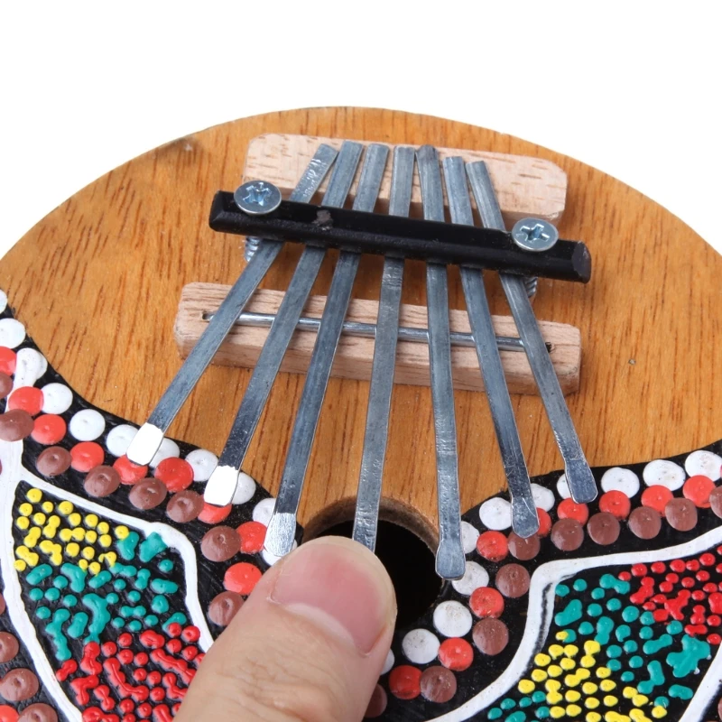  7 Key Finger Kalimba Thumb Piano Pocket Tunable Coconut Shell Painted Keyboard Marimba Wood Musical