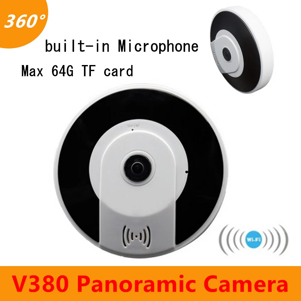 

V380 Panoramic Wireless Wifi Camera support 64G TF card Two way voice built-in Microphone day and night monitor Security camera