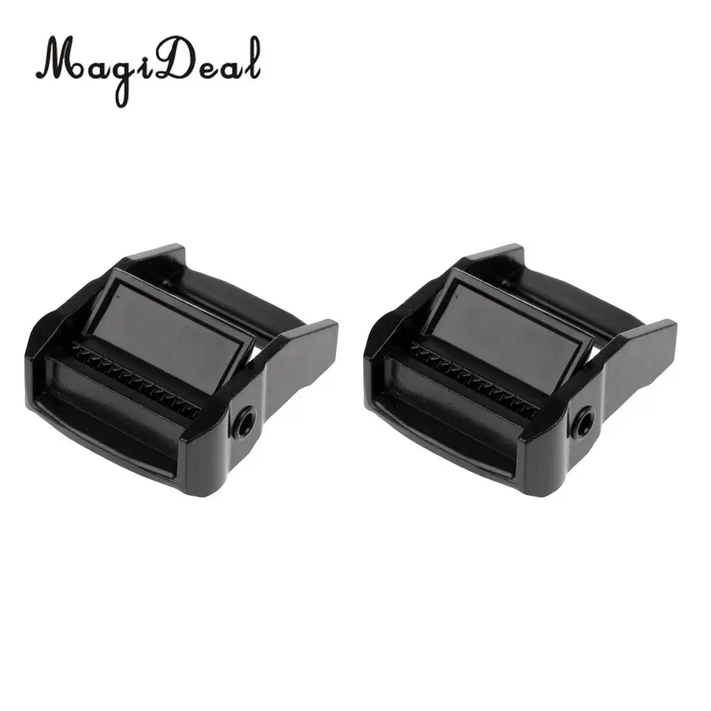 MagiDeal 2 Pieces Kayak Cam Tie Down Strap Luggage Cargo Lash Backpack Belt Aluminum Metal Buckle 38mm 1.5'' Toggle Clip Black
