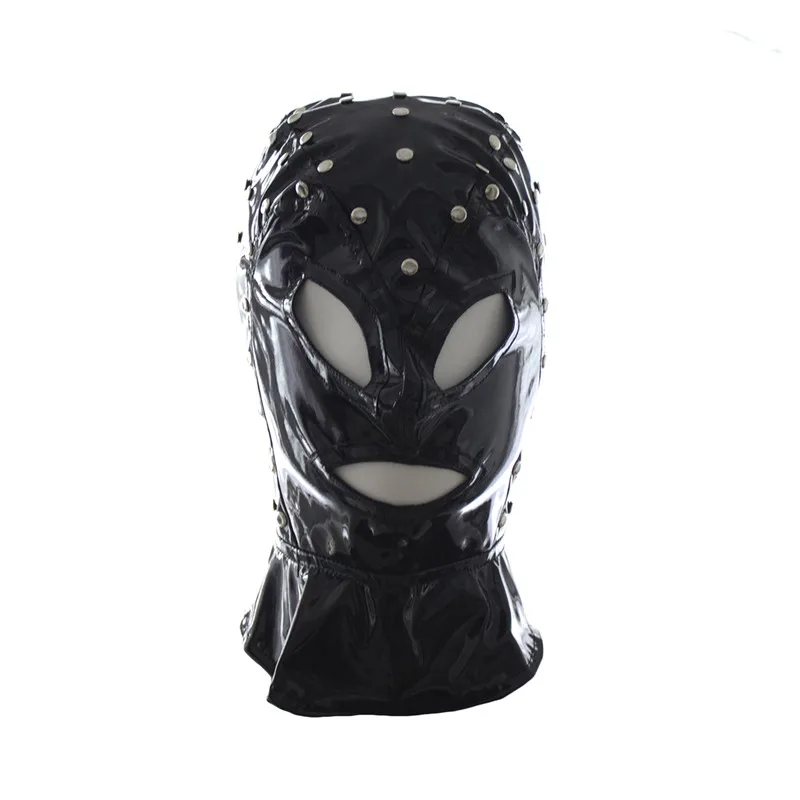 Adult Slave Game Mask Hood Patent Leather Faux Latex Blindfold Fetish bdsm Bondage Mask Sex Toys for Men Gays Erotic Products Adult Slave Game Mask Hood Patent Leather Faux Latex Blindfold Fetish bdsm Bondage Mask Sex Toys for Men Gays Erotic Products