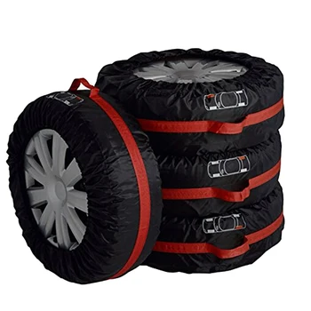 

Dewtreetali 4Pcs Spare Tire Cover Case Polyester Winter and Summer Car Tires Storage Bag Automobile Tyre Vehicle Wheel Protector