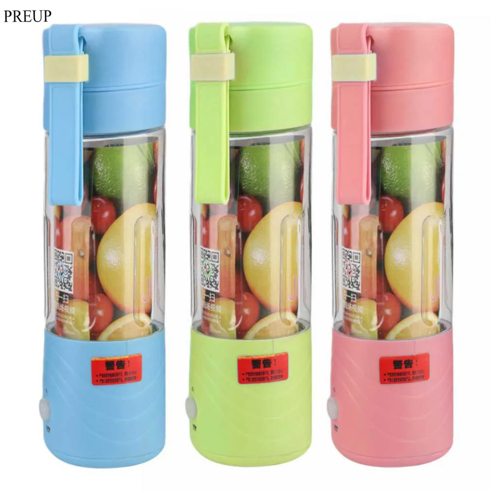 PREUP 2017 new fashion and high quality Portable Juicer Cup Rechargeable Battery Juice Blender 380ml USB