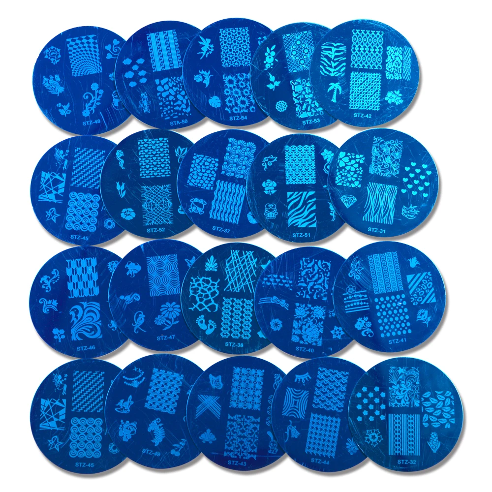 Круглые шаблоны для дизайна ногтей 20 шт. геометрические кружевные листовые