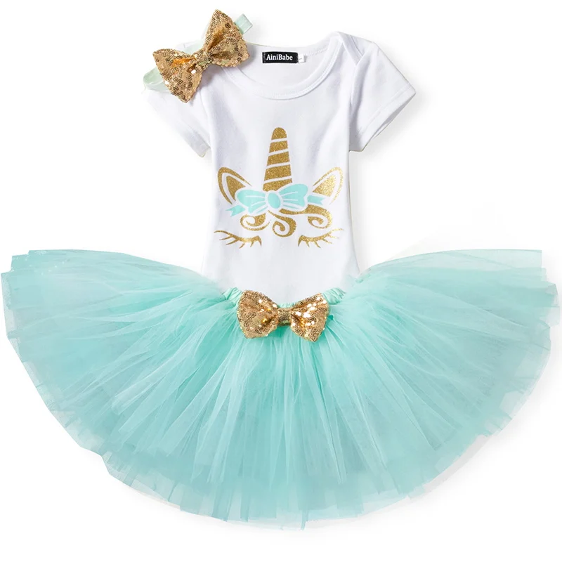 Для маленьких девочек в форме единорога 1 год, платье для дня рождения для новорожденных платье-пачка Платье для малышей одежда для малышей Детские платья для девочек, многоярусная юбка, наряды - Цвет: As picture
