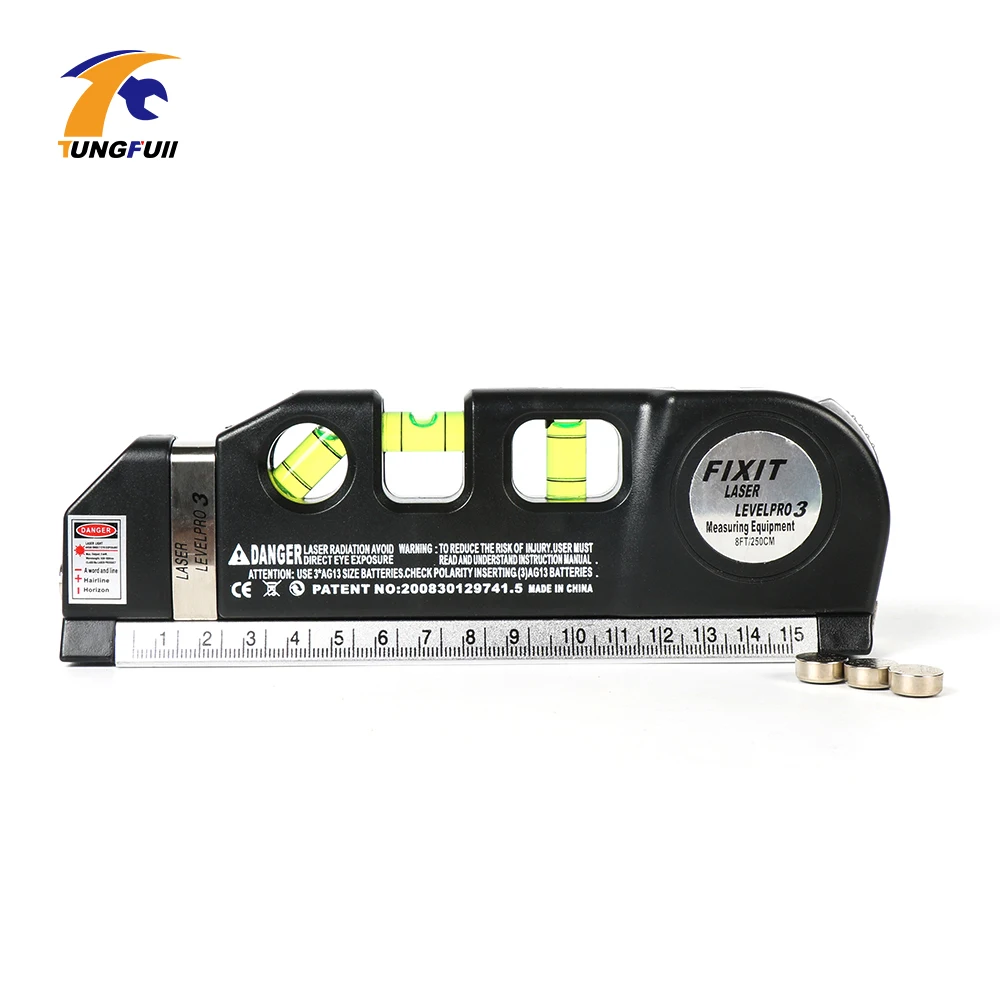 

Laser Level Horizon Vertical Measure Tape Aligner Bubbles Ruler Metric Rulers Multipurpose Measure Level Laser Black
