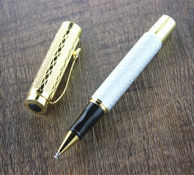 Шариковая ручка dika wen 8026 Роскошный Матовый Серебряный Ручка-роллер высокое качество металла Сталь шариковые ручки с подарком Чехол канцелярские принадлежности подарки