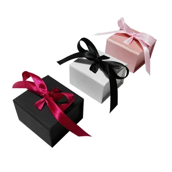 

Square jewelry organizer 80pcs/lot White Ring Box with butterfly ribbon 50*50*35mm Earring Paper Box Black box for Ring