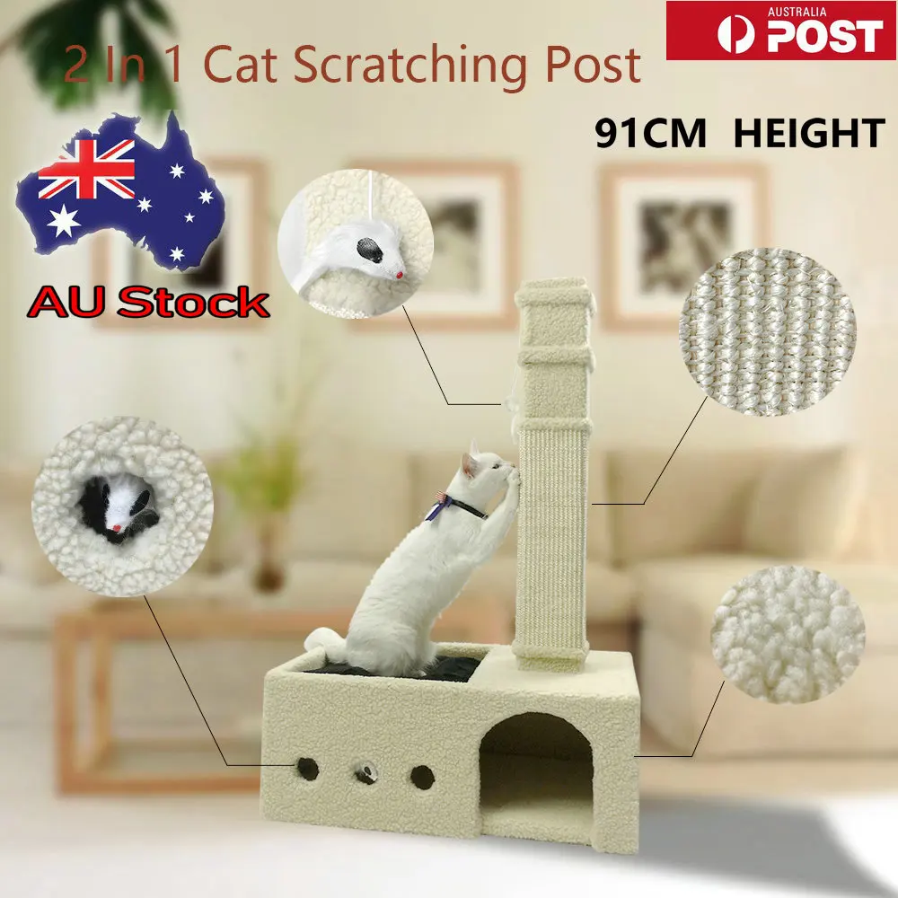 91CM Pet Cat Scratching Post Tree Scratcher Pole Sisal Furniture Gym