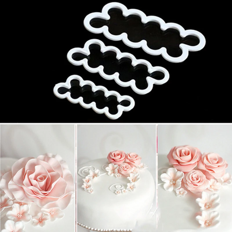 

3pcs/Set Rose Flower Silicone Mold Fondant Cookie Cutter Cake Chocolate Sugarcraft Mold DIY Cake Decorating For Making Flowers