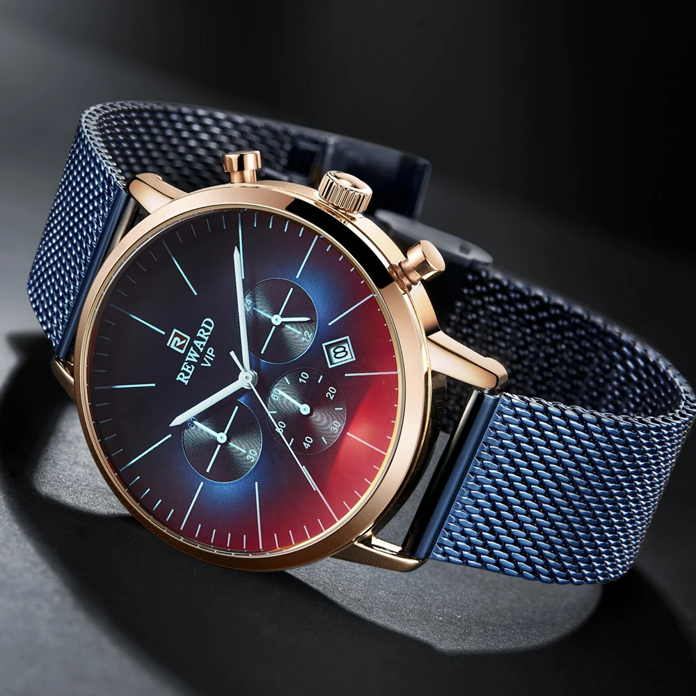 Najtaniej 2020 nowych moda jasny kolor zegarek szklany mężczyźni Top luksusowa marka Chronograph męska ze stali nierdzewnej biznes zegar mężczyźni Wrist Watch