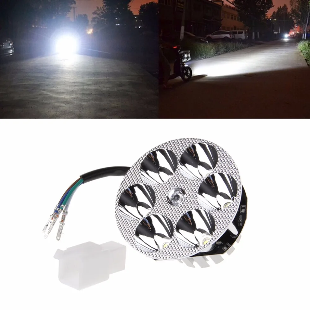 

DC 12-85V Waterproof Motorcycle LED Headlight Far Near Light Electric Car Built-in Spotlight 6 Leds Round Light 6000K C45