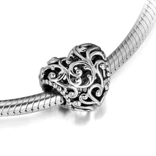 Подходит для браслетов Pandora, королевские бусины в форме сердца, 925 пробы-серебро-ювелирные изделия