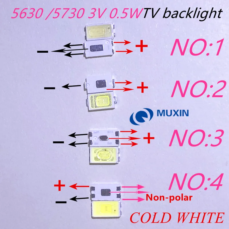 

Samsung Seoul lextar uni 5630 5730 3V 0.5W 1W LED TV backlight SMD LED Cold white 50pcs - 100