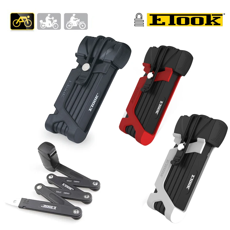 

ETOOK 3 Colors Foldable Anti-theft Bicycle Lock Security Level 5 Professional Bike Lock Steel Cycle Lock With Special Key Black