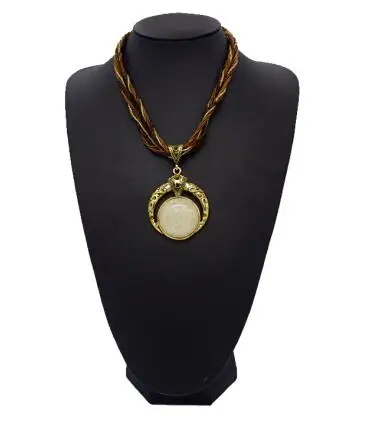 Винтажное длинное ожерелье для женщин, ретро Средиземноморское ожерелье-чокер, медное круглое ожерелье с кулоном для свитера, модное ювелирное изделие - Окраска металла: Светло-желтый цвет