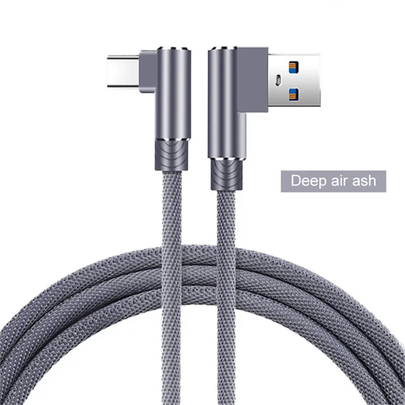 90 градусов USB кабель Micro usb type C зарядное устройство L локоть телефон дата-код для samsung Galaxy - Цвет: Gray