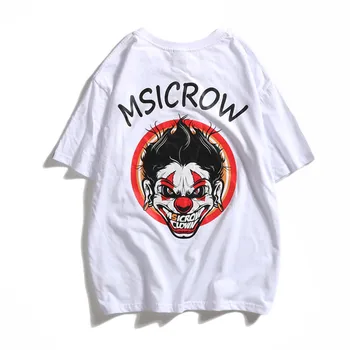 

2019 New Casual Chinese Style Cotton T Shirt Summer Men Women Creative Clown Print Loose Streetwear T-shirt Tops Tees Hip Hop