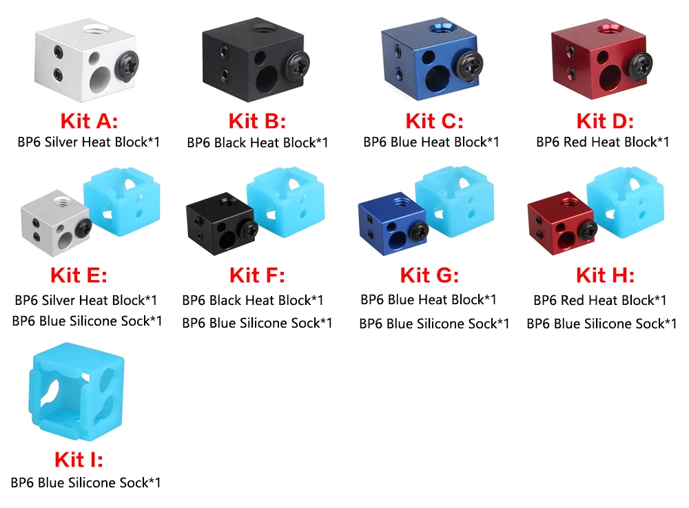 3DSWAY 3D-принтеры Запчасти XCR-BP6 нагревательное устройство для высокое Температура термистор силиконовые носки Hotend комплект синий и красный цвета черный, серебристый цвет
