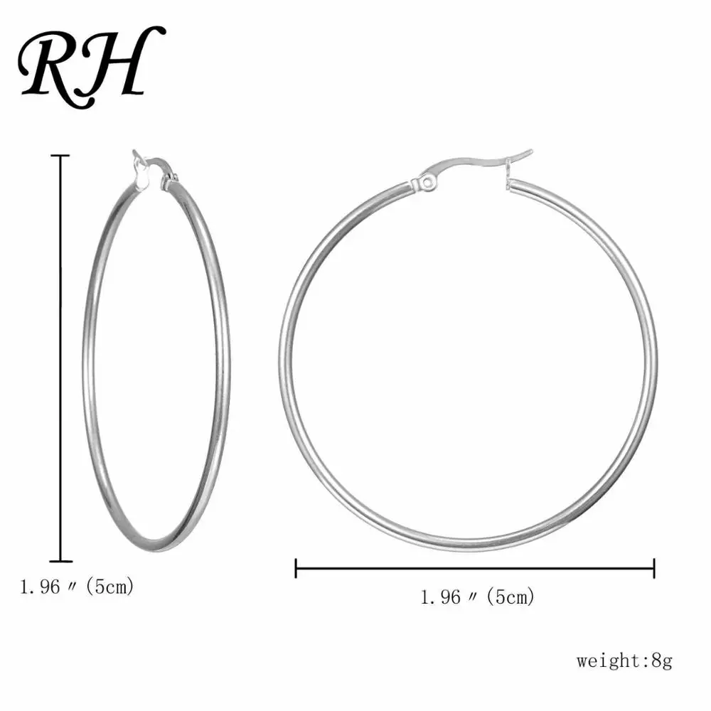 Большие гладкие круглые серьги-кольца для женщин, серьги гиперболы из нержавеющей стали, большие круглые серьги-кольца, ювелирные изделия - Окраска металла: 50mm
