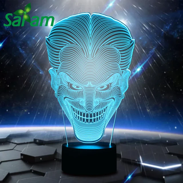 hollywood clown 3d led night light children room lamps for bed