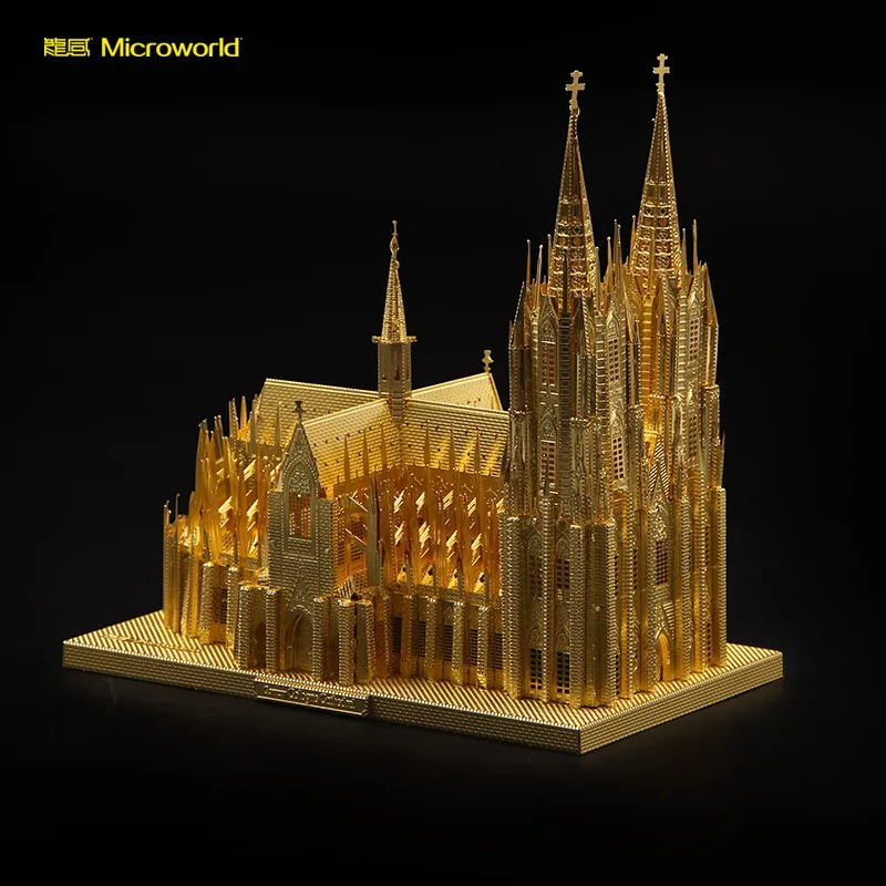 MICROWORLD Кёльнский кафедральный 3D металлический пазл 5 частей Металл золото серебро взрослый ребенок образование коллекция игрушек - Цвет: Золотой