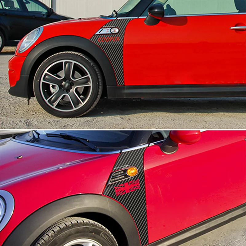

2pcs Union Jack Car Fender 5D Carbon Fiber Vinyl Sticker Auto Body Decal For Mini Cooper S One d JCW R56 Hatchback Accessories