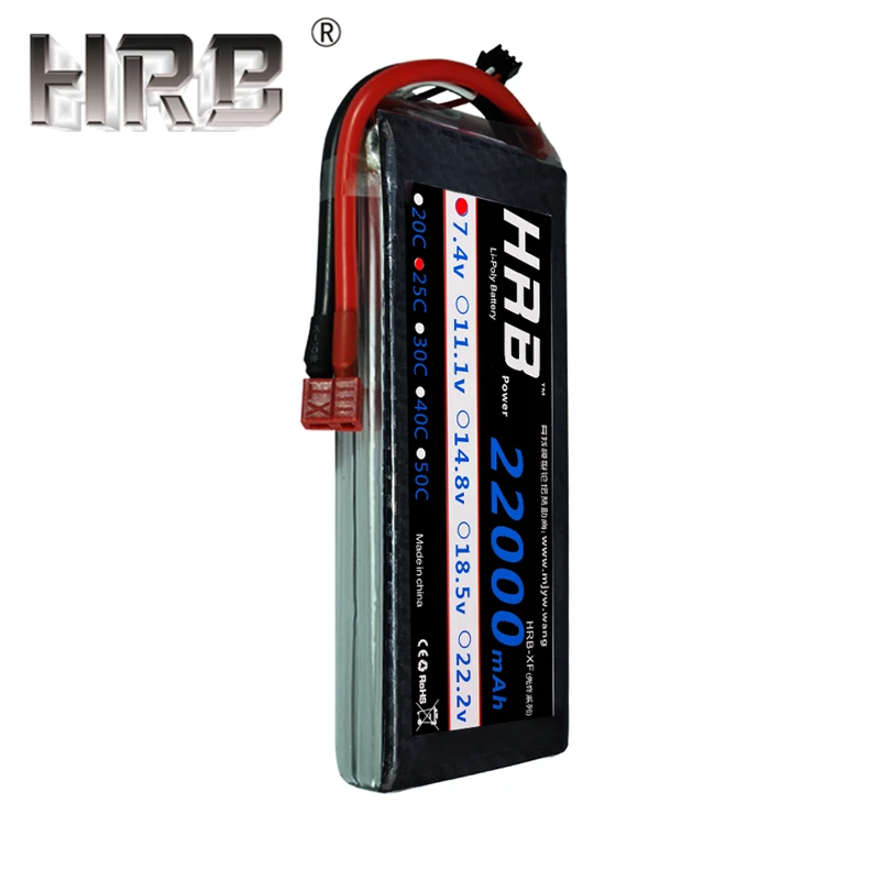 HRB 22000mAh 7,4 V Lipo аккумулятор 11,1 V 14,8 V 18,5 V 22,2 V 25C T Deans женский 2S 4S 5S 6S 3S RC вертолет самолет скейтборд запчасти