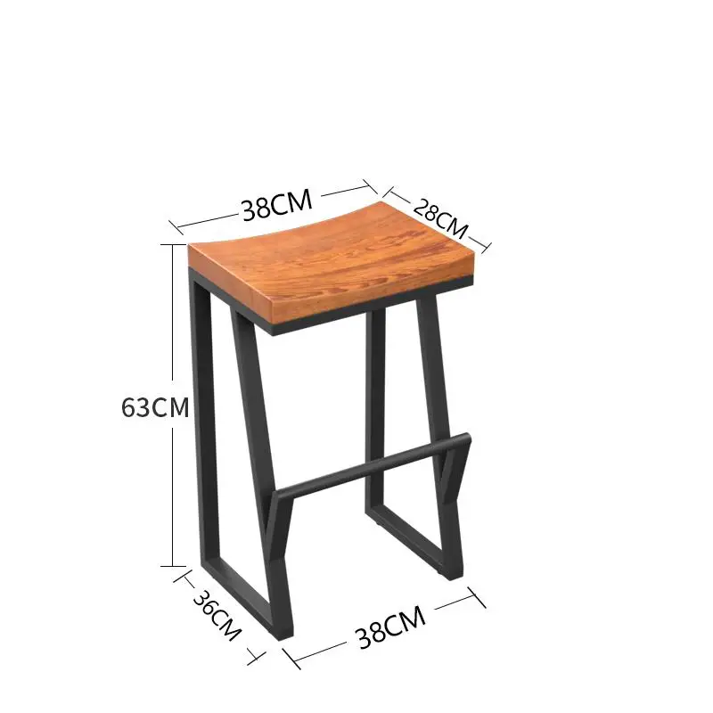 Ретро Барный Стул Кованое железо табурет твердый деревянный барный табурет креативный высокий стул барное кресло для отдыха сиденье, размещаемое спереди кофейное кресло - Цвет: Sitting high 63cm