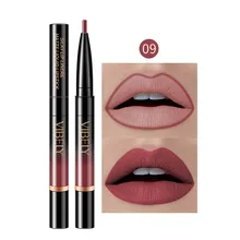 16 Warna Berkepala Ganda Tahan Air Matte Lipstik Pensil Lip Liner Makeup Kontur Warna Bibir Seksi Tahan Lama Lipliner Lipstik F(China)