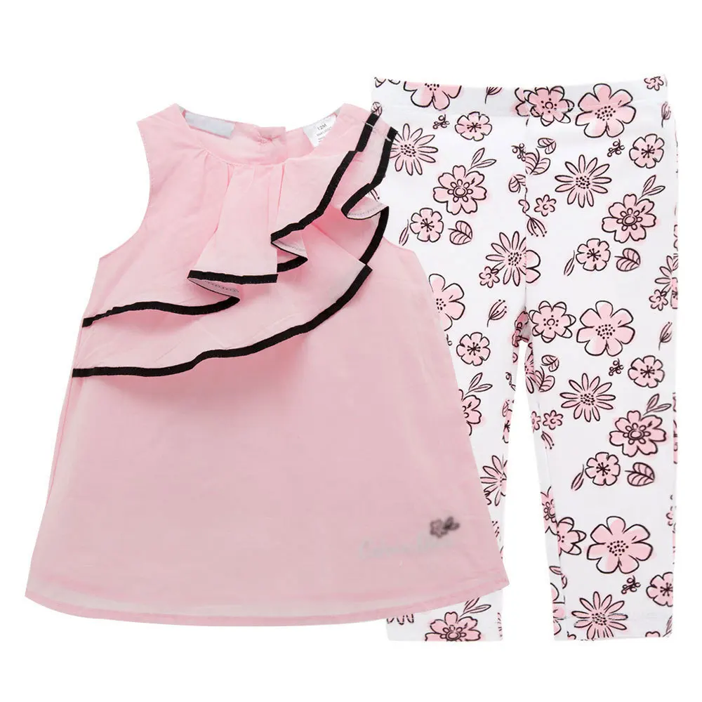 

2018 New Kids Girls Summer suit for children 1-2 years old baby summer sleeveless two piece
