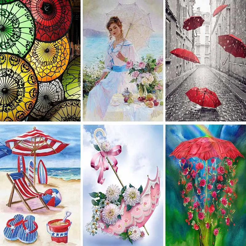 

5d Diy Diamond Painting Umbrella Diamant Painting Flower Scenery Diamond Embroidery Cute Girl Oil Art Mosaic Home Decor Gift X80