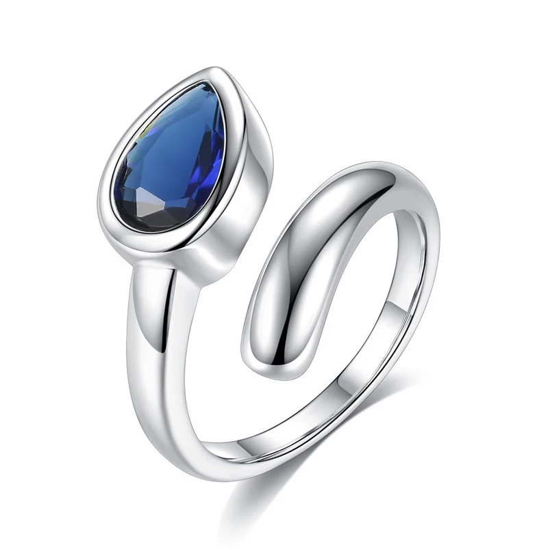 

KOFSAC New Trendy 925 Silver Ring For Women Open Size Zircon Blue Green Leaves Ring Girl Jewelry Party Accessories Birthday Gift