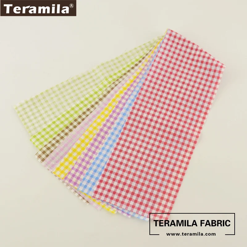 Teramila New Arrivals Colorful Design 7 PCS / Lot 9CMx50CM Sewing Material Cotton Jelly Rolls Strips Plain Fabric Patchwork - Цвет: 7PCS Checks 9CMx50CM